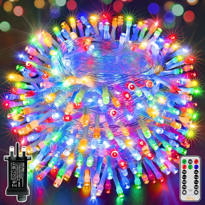 400 LED 40m Multicolor Christmas String Lights (Clear Cable, Plug in, 8 Modes)