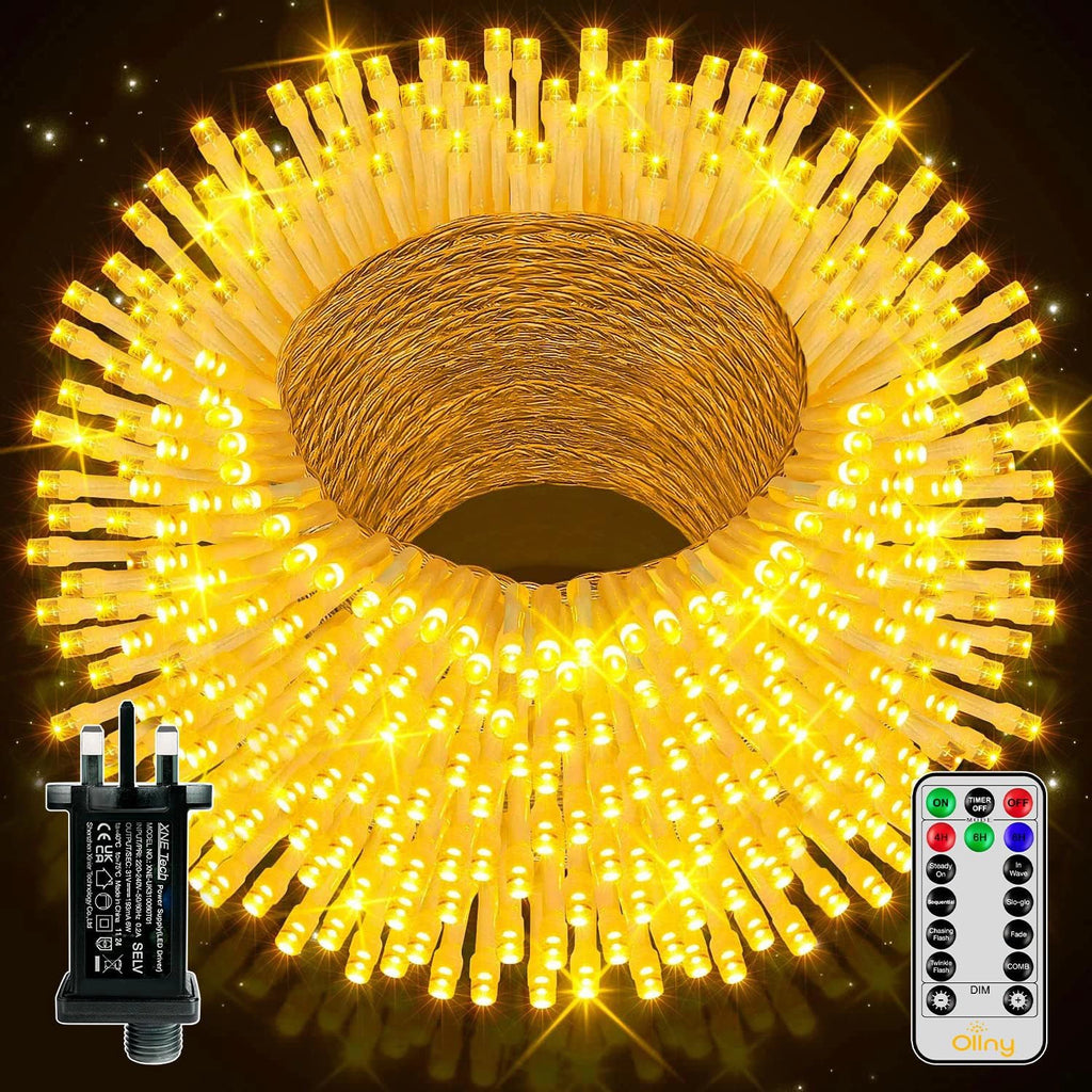 500 LED 50m Warm White Fairy Lights (Warm White, Memory Function, 8 Modes, IP44 Waterproof)