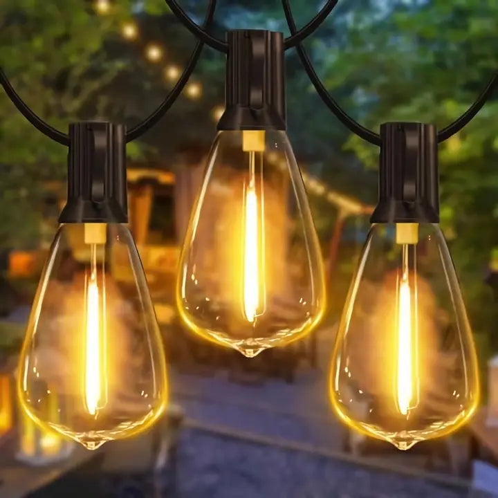 ST38 Outdoor Festoon Lights 15m (25+2 Bulbs, IP45 Waterproof, Connectable, 2200K)