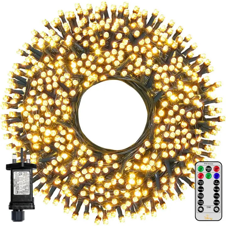 800 LEDs 80m Patio Fairy String Lights (Warm White, Green Cable, Plug in, 8 Modes)