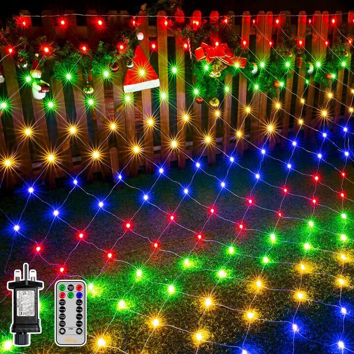 200 LEDs 3m*2m IP67 Fairy Net Lights (Multi Color, Clear Wire, Plug in, 8 Modes)